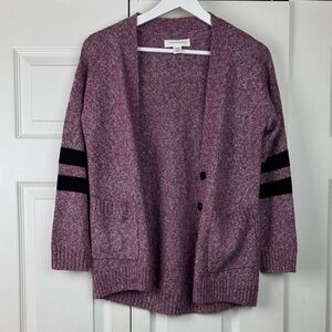 Treasure & Bond Maroon Cardigan with Black Accents